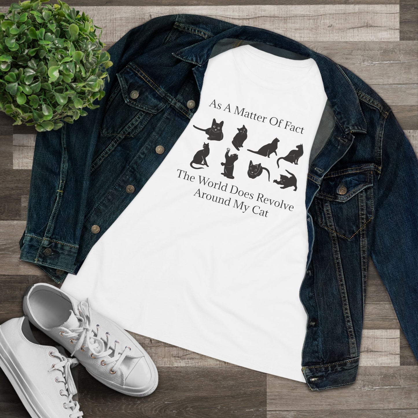 Matter Of Fact Cat Women's Short Sleeve Crewneck Tee