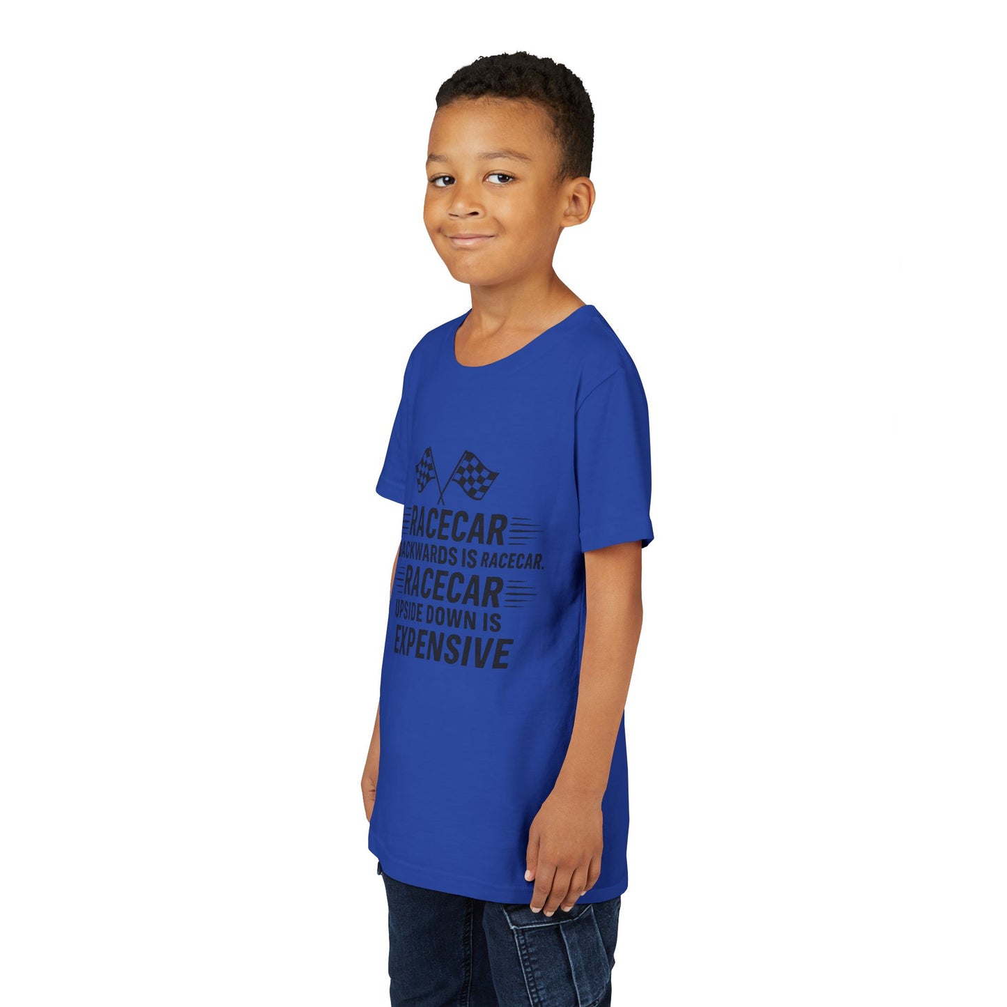 Racecar Backwards Youth Unisex Short Sleeve Crewneck Tee