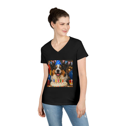 Birthday Buddy Aussie Women's V-Neck T-Shirt
