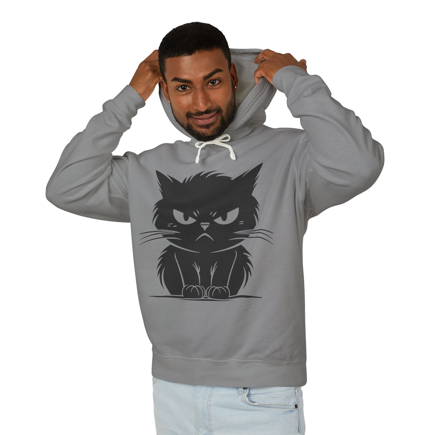 Angry Cat Unisex Lightweight Hoodie