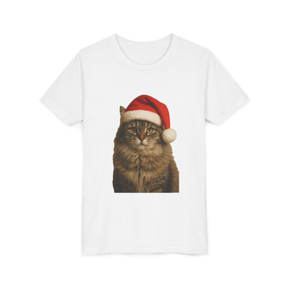 Santa Paws Cat Youth Unisex Short Sleeve Crewneck Tee