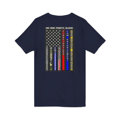 No One Fights Alone Unisex Short Sleeve V-Neck Tee