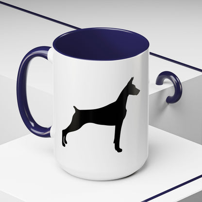 Doberman Silhouette 2-Tone Coffee Mug