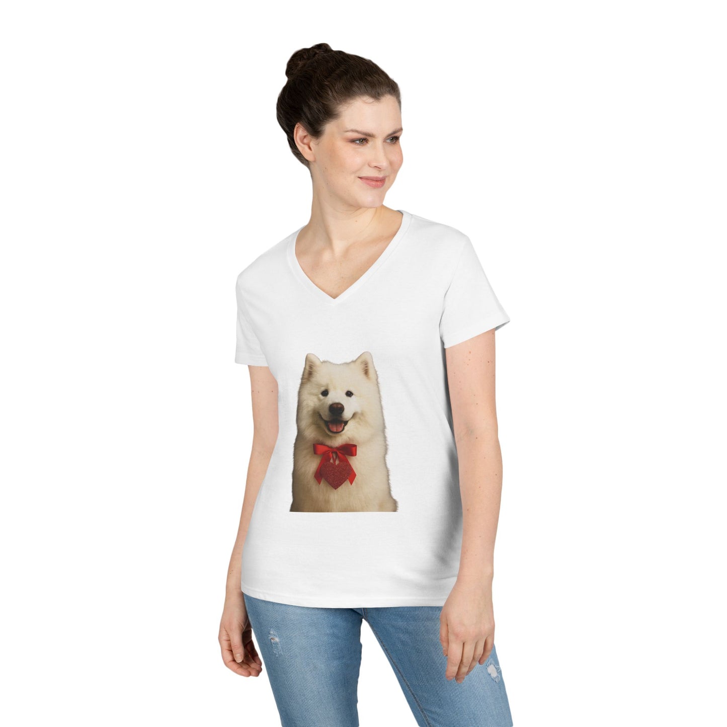 Cupid's Companion Samoyed Women's V-Neck T-Shirt