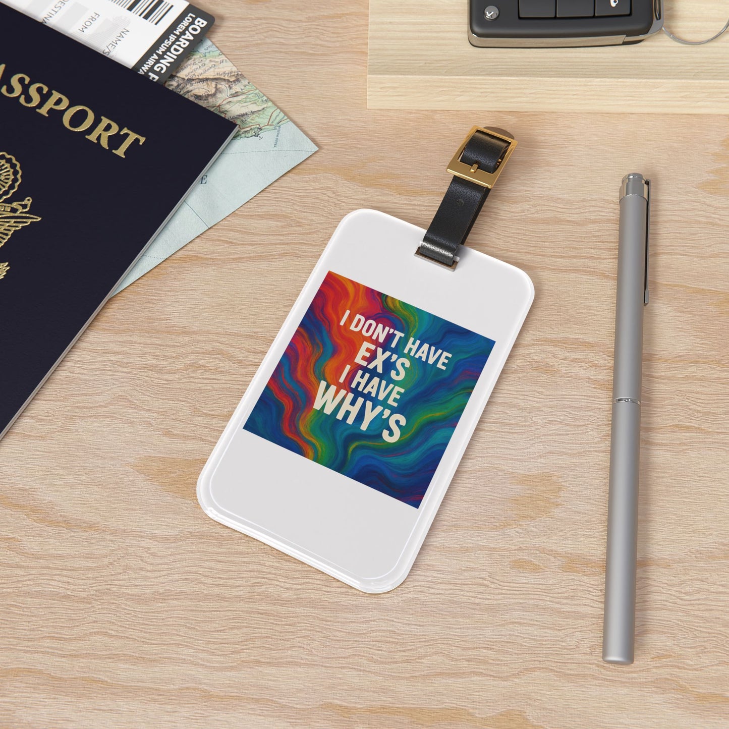 X's And Y's Leather Strap Luggage Tag