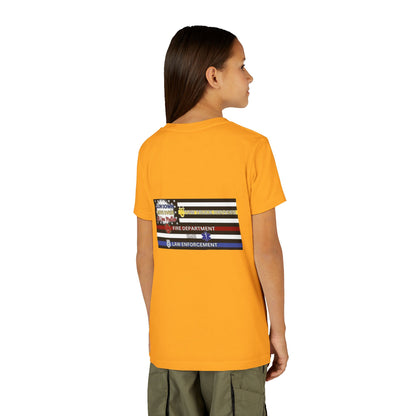 Slow Down Move Over Flag Youth Unisex Short Sleeve Crewneck Tee