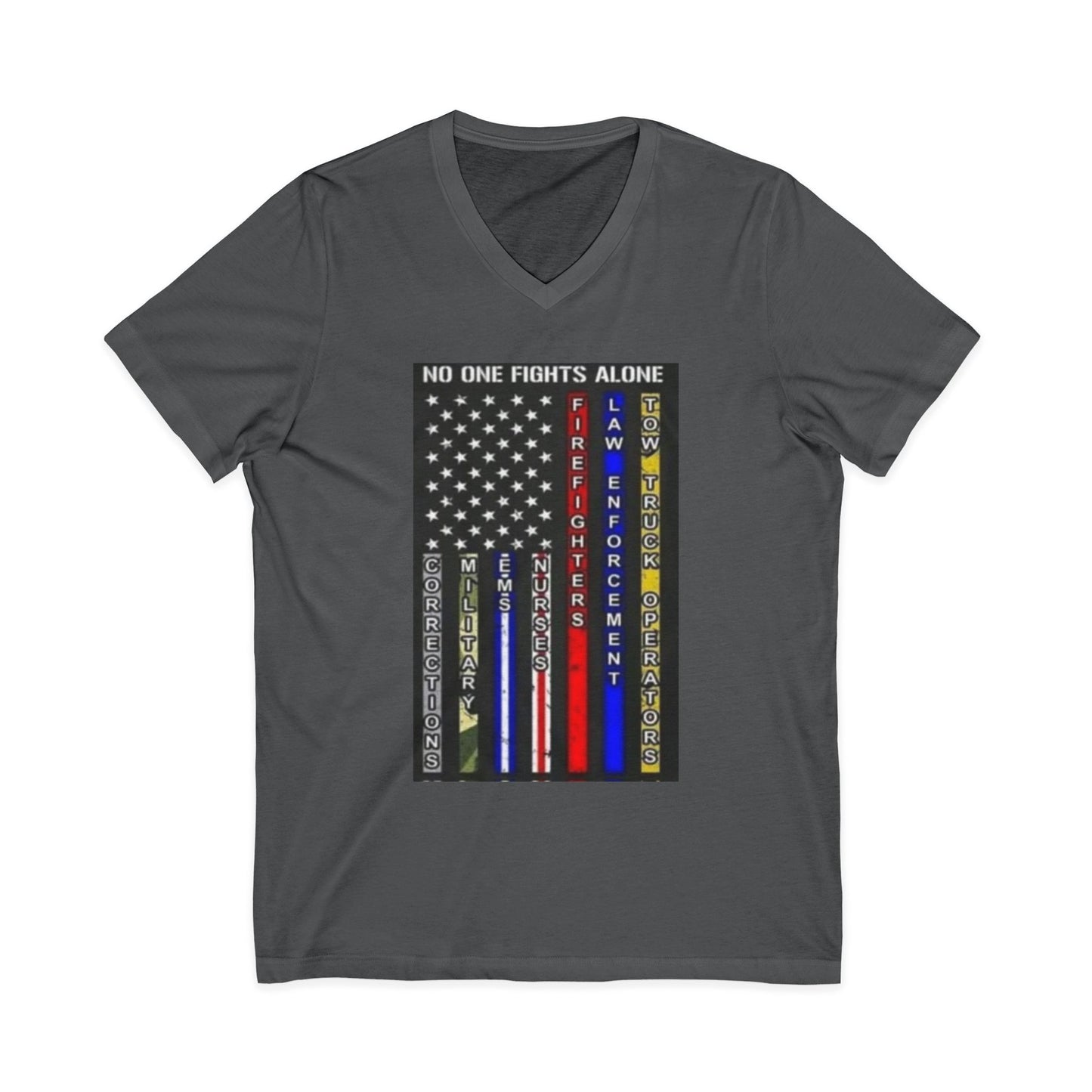 No One Fights Alone Unisex Short Sleeve V-Neck Tee