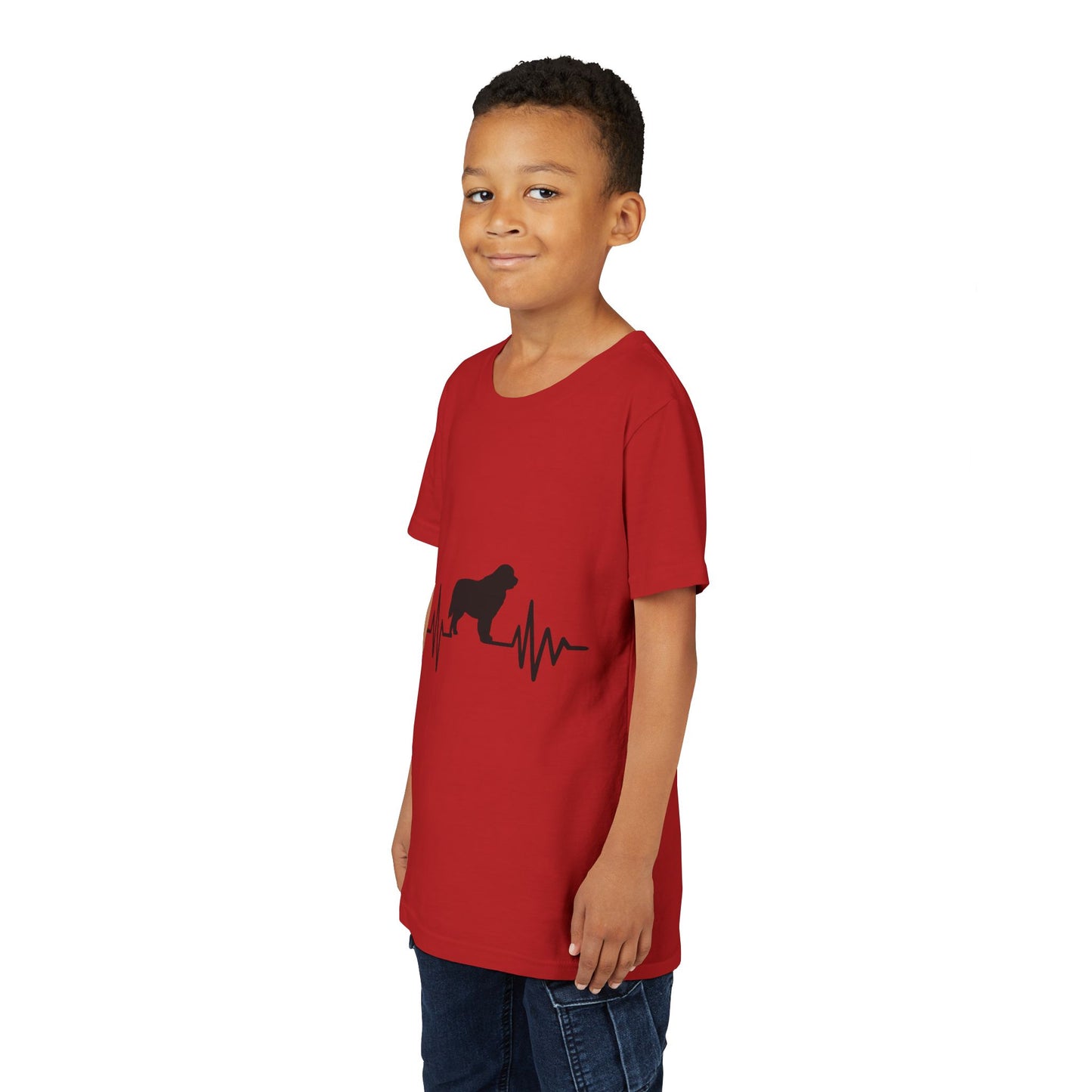 My Heart Beats For Newfies Youth Unisex Short Sleeve Crewneck Tee