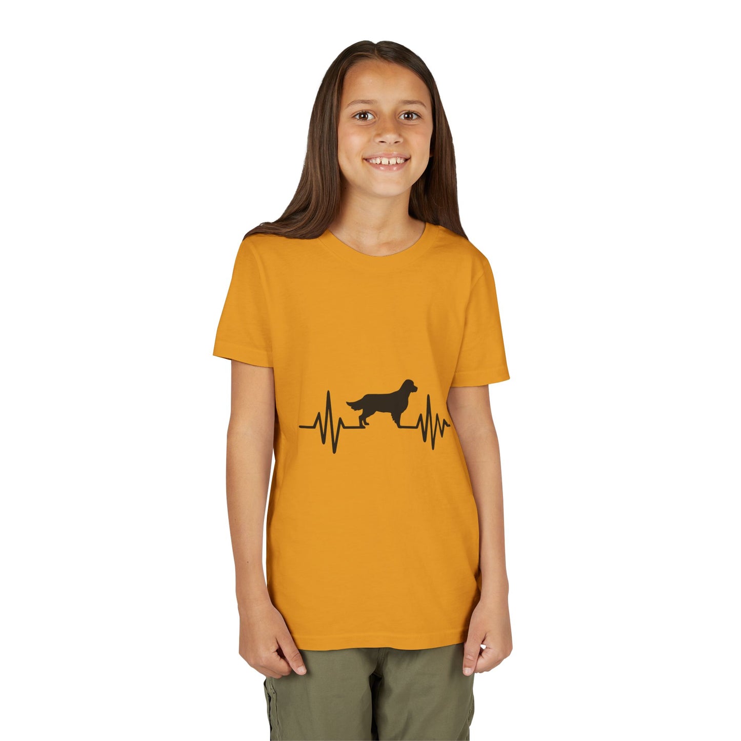 My Heart Beats For Goldens Youth Unisex Short Sleeve Crewneck Tee