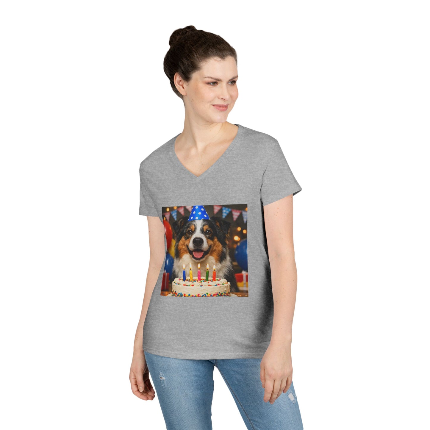 Birthday Buddy Aussie Women's V-Neck T-Shirt