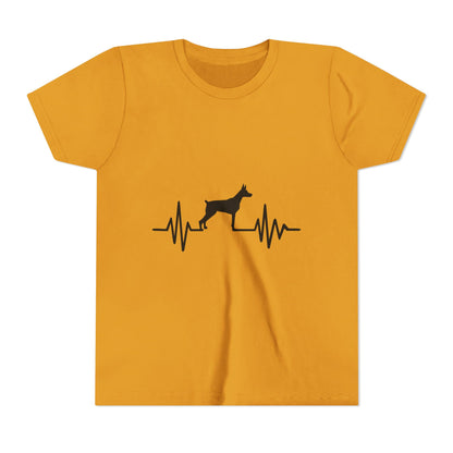 My Heart Beats For Dobermans Youth Unisex Short Sleeve Crewneck Tee