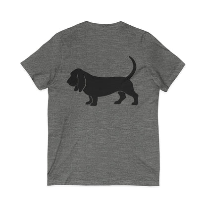 Basset Silhouette Unisex Short Sleeve V-Neck Tee