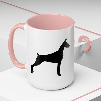 Doberman Silhouette 2-Tone Coffee Mug