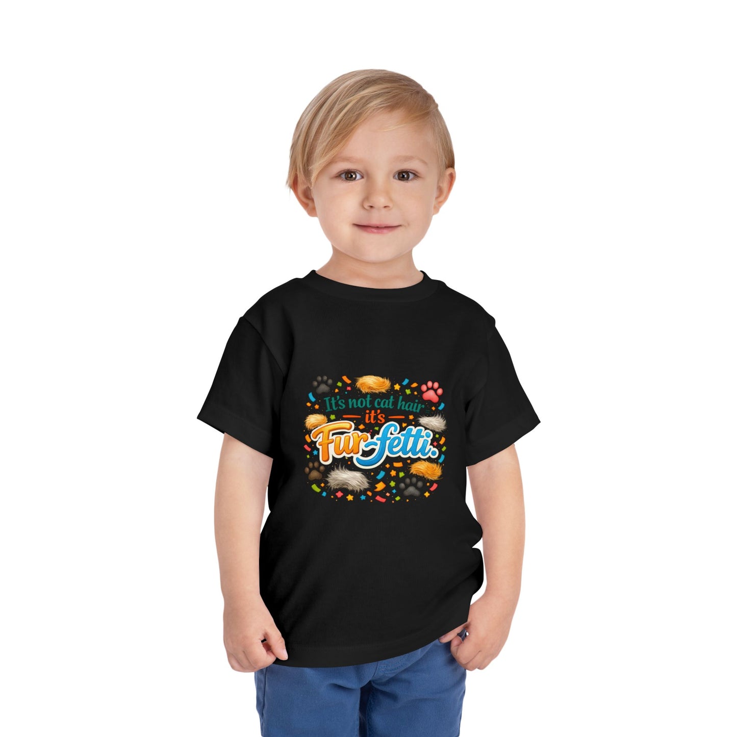 Fur-Fetti Cat Toddler Unisex Short Sleeve Crewneck Tee