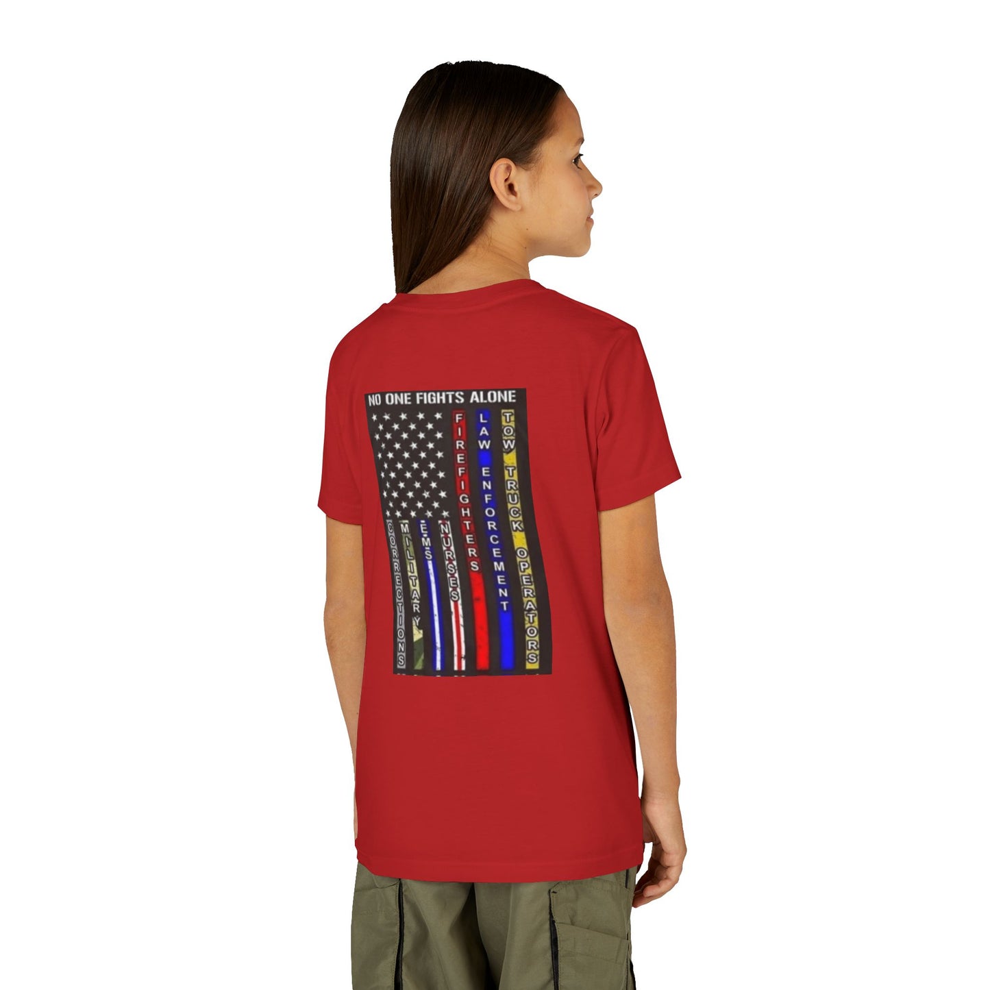 No One Fights Alone Youth Unisex Short Sleeve Crewneck Tee