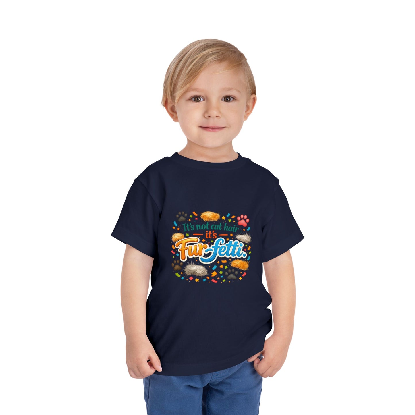 Fur-Fetti Cat Toddler Unisex Short Sleeve Crewneck Tee