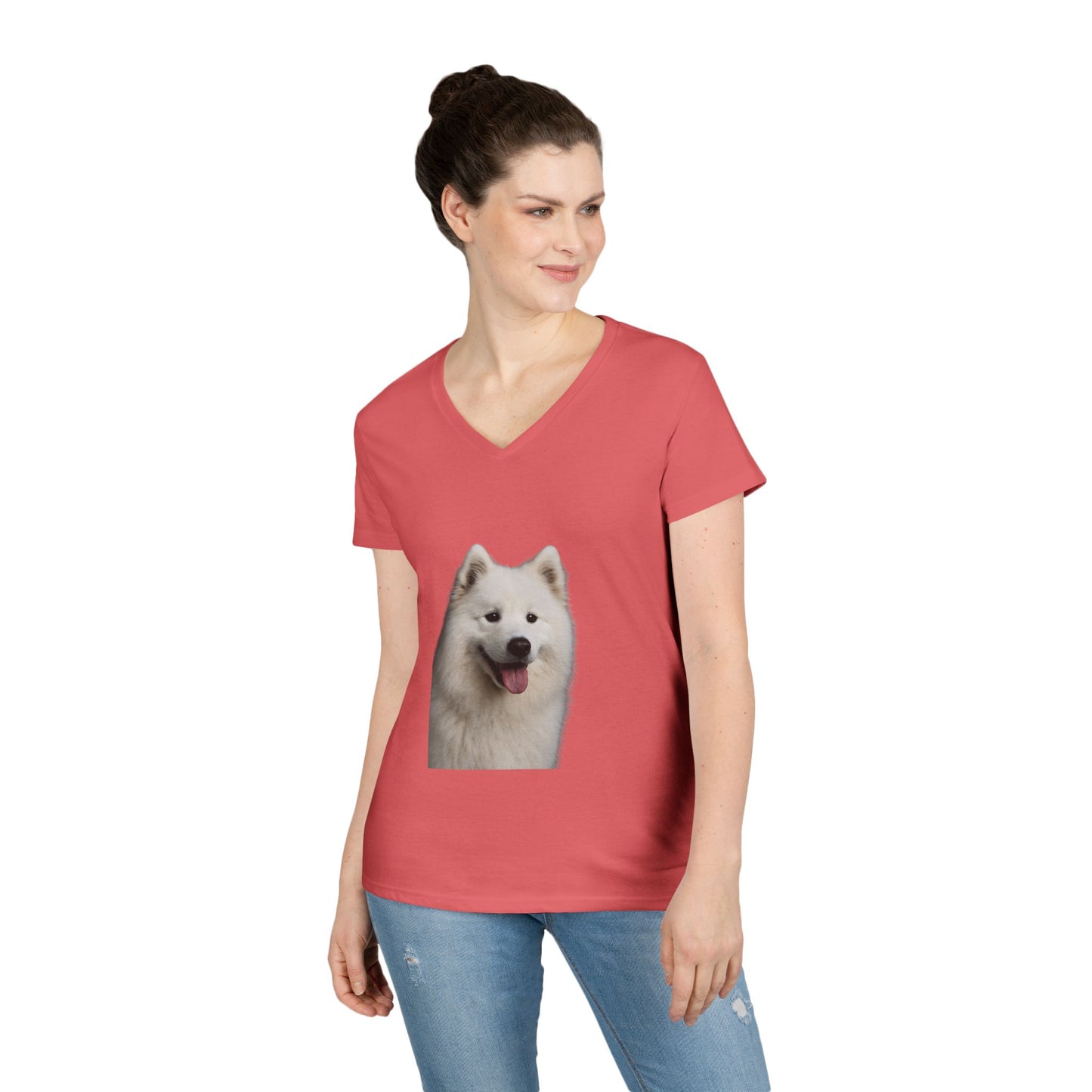 Samoyed Head Women's V-Neck T-Shirt