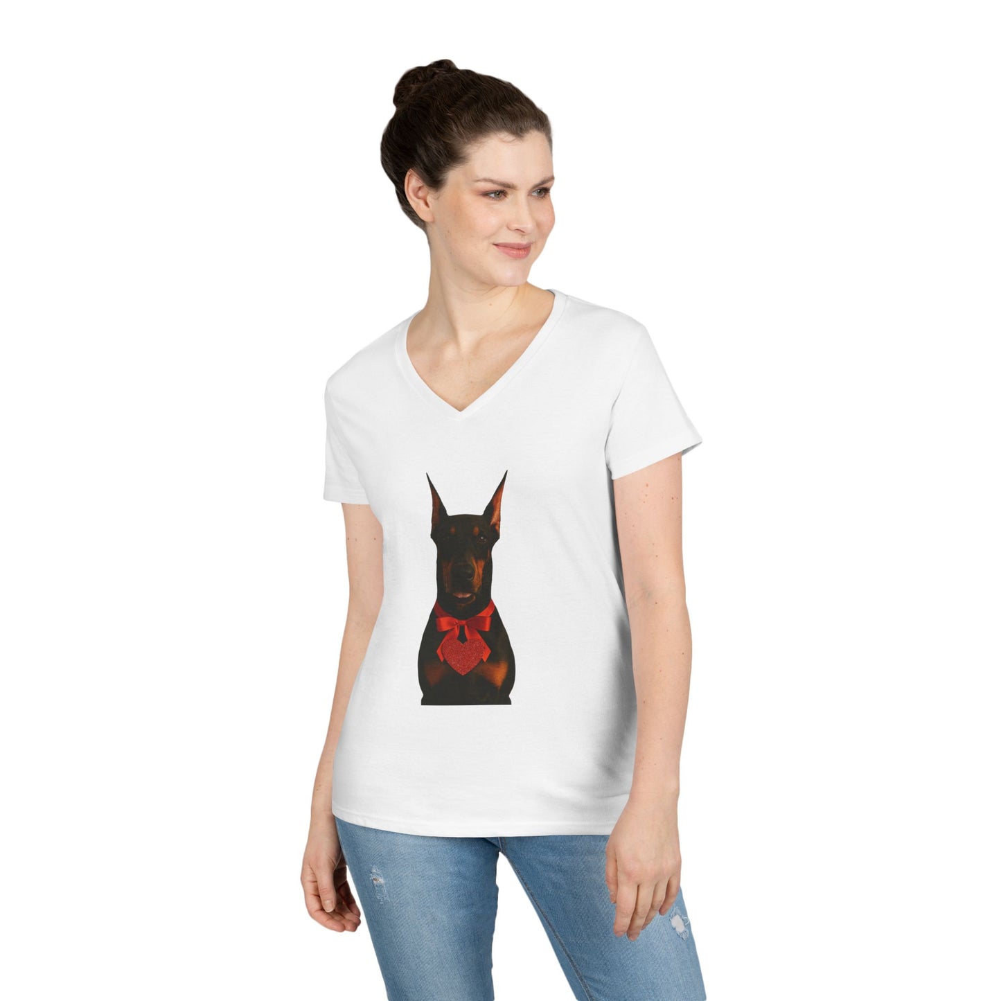 Cupid's Companion Doberman Women's V-Neck T-Shirt