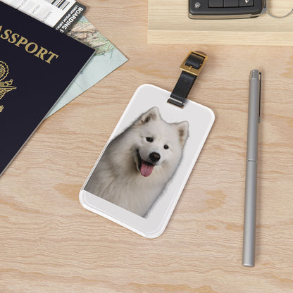Samoyed Head Leather Strap Luggage Tag