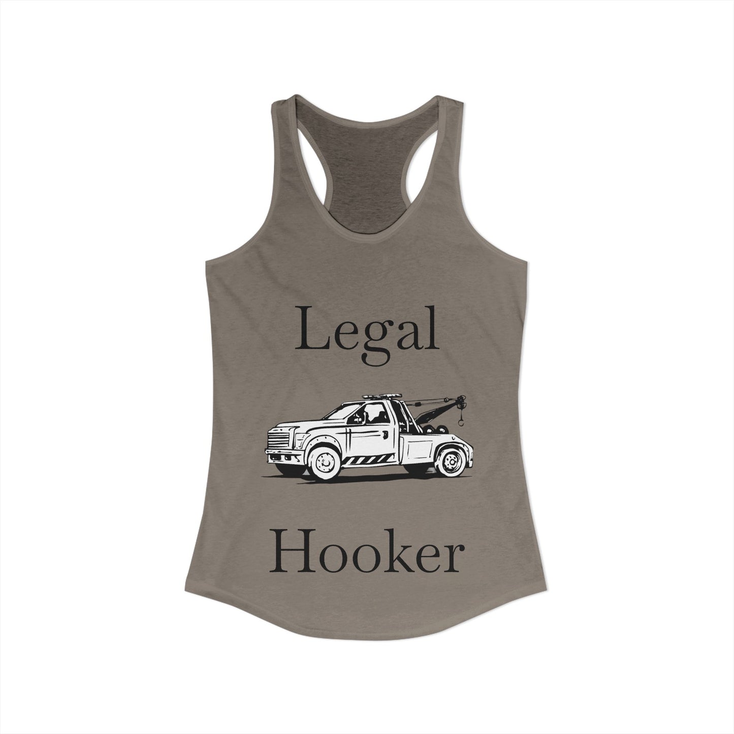 Legal H**ker Wheel Lift Tow Truck Women's Racerback Tank