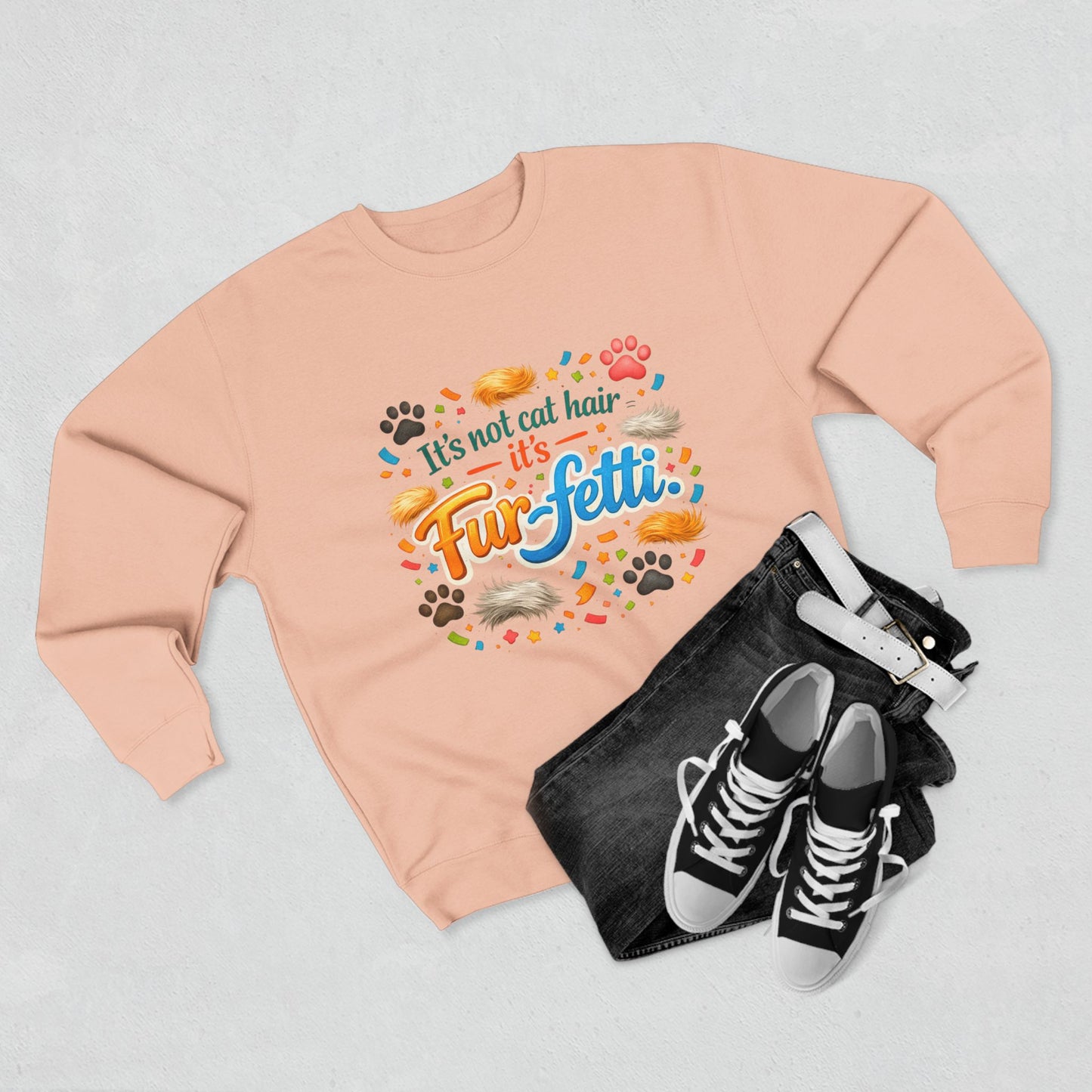 Fur-Fetti Cat Unisex Crewneck Sweatshirt