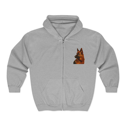 German Shepherd Head Unisex Full Zip Hoodie
