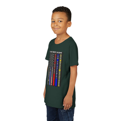 No One Fights Alone Youth Unisex Short Sleeve Crewneck Tee