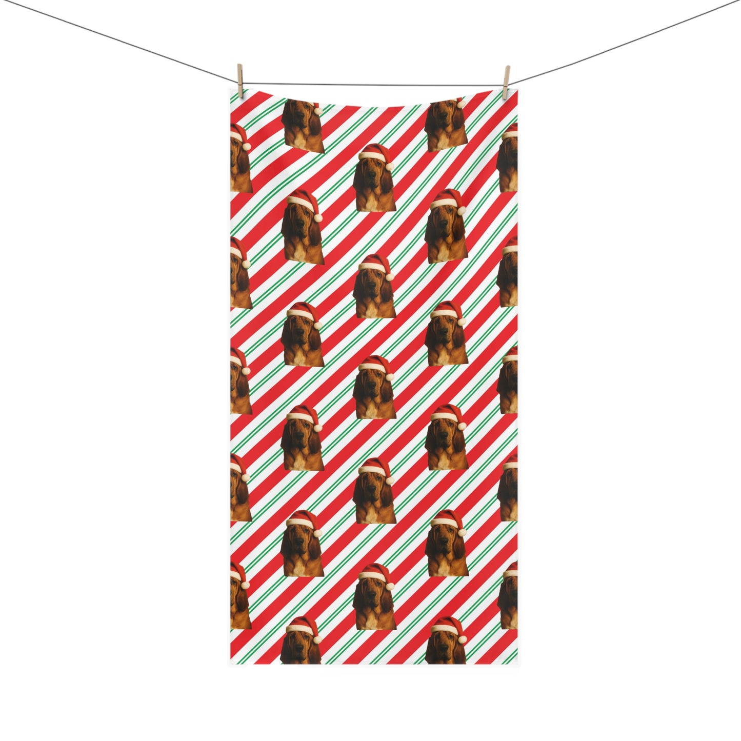Santa Paws Bloodhound Mink-Cotton  Beach Towel