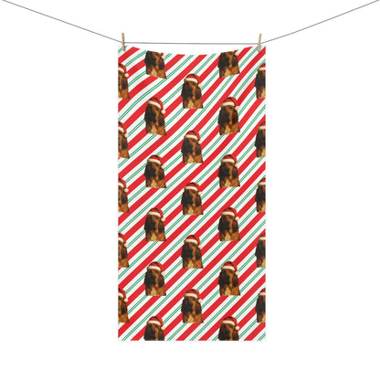 Santa Paws Bloodhound Mink-Cotton  Beach Towel