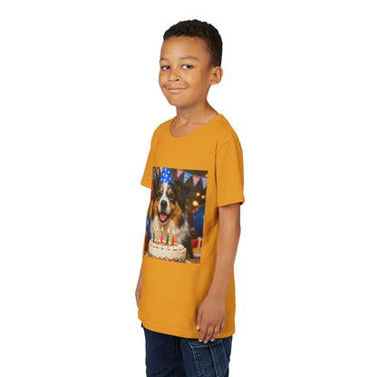 Birthday Buddy Aussie Youth Unisex Short Sleeve Crewneck Tee