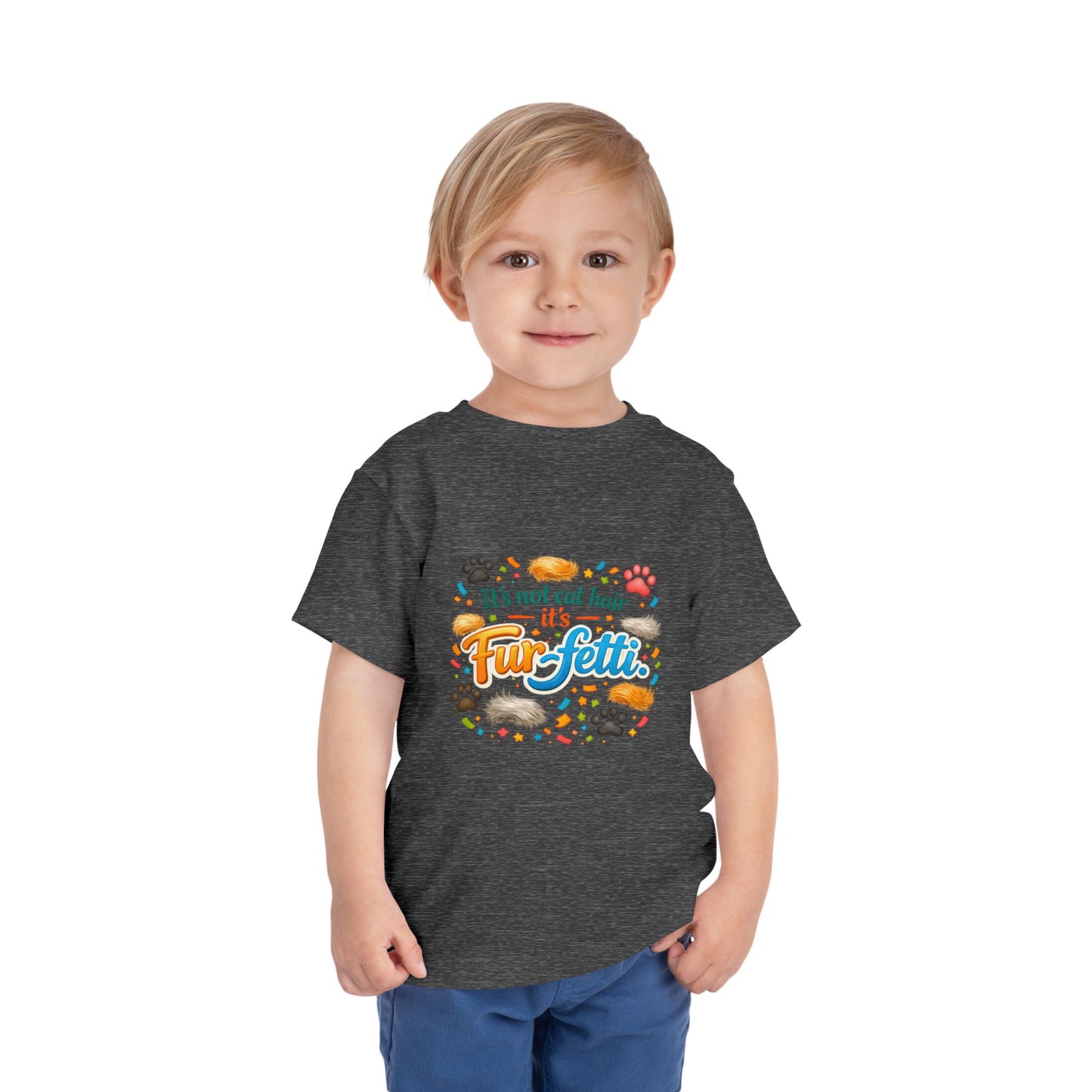 Fur-Fetti Cat Toddler Unisex Short Sleeve Crewneck Tee