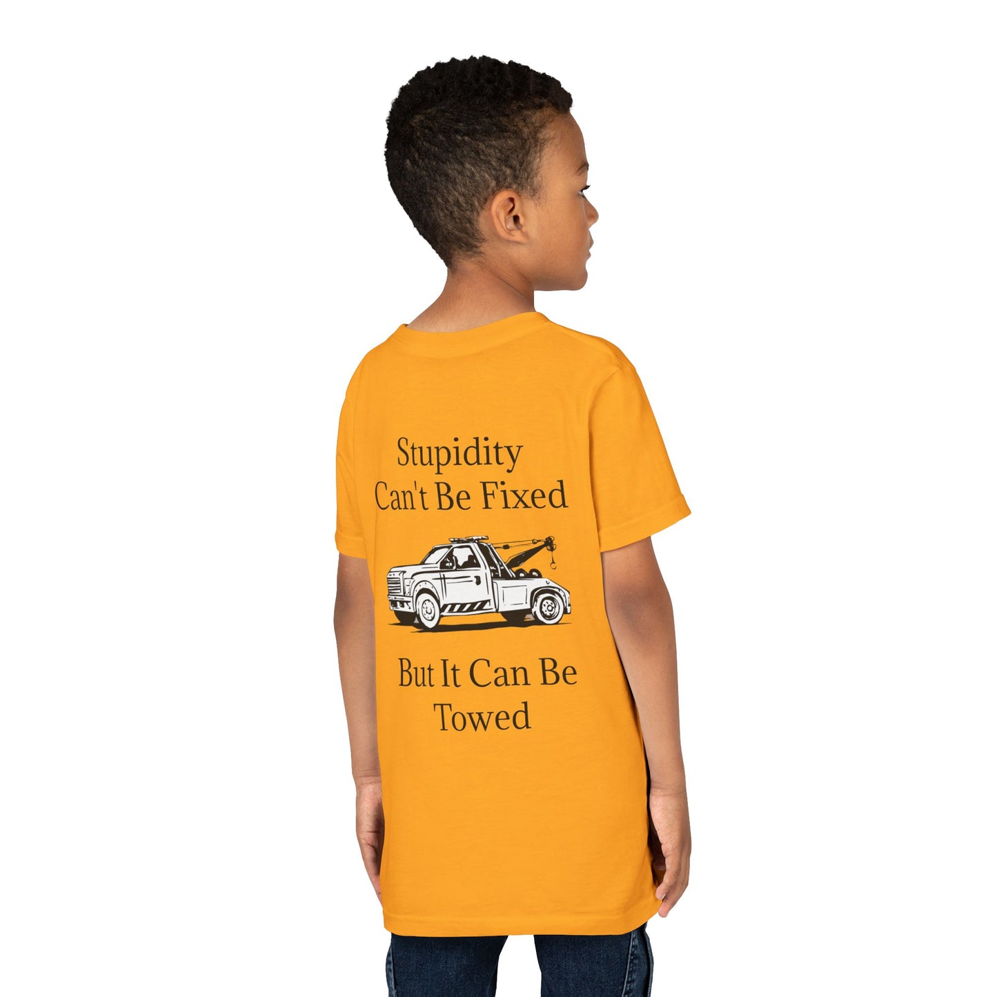 Stupidity Wheel Lift Tow Truck Youth Unisex Short Sleeve Crewneck Tee