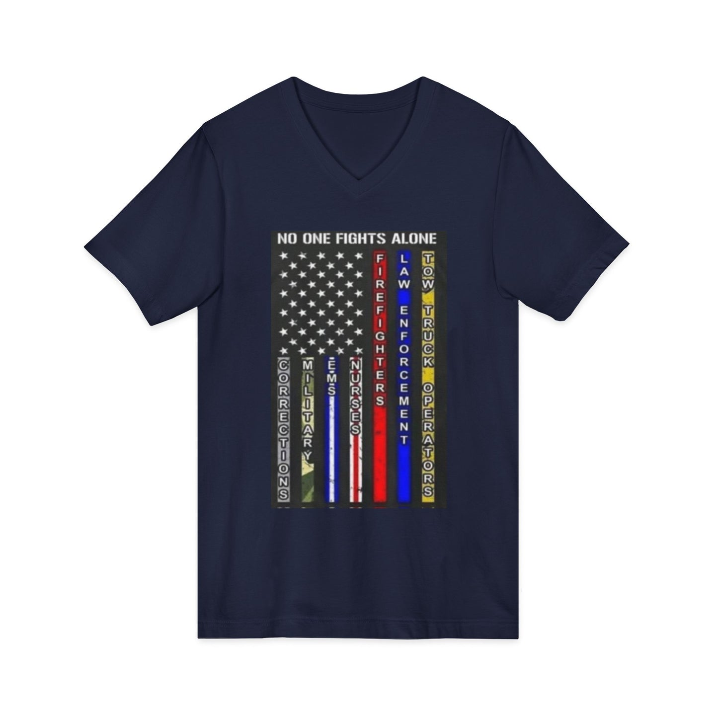 No One Fights Alone Unisex Short Sleeve V-Neck Tee