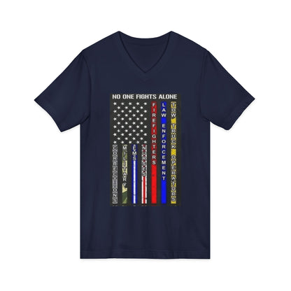 No One Fights Alone Unisex Short Sleeve V-Neck Tee