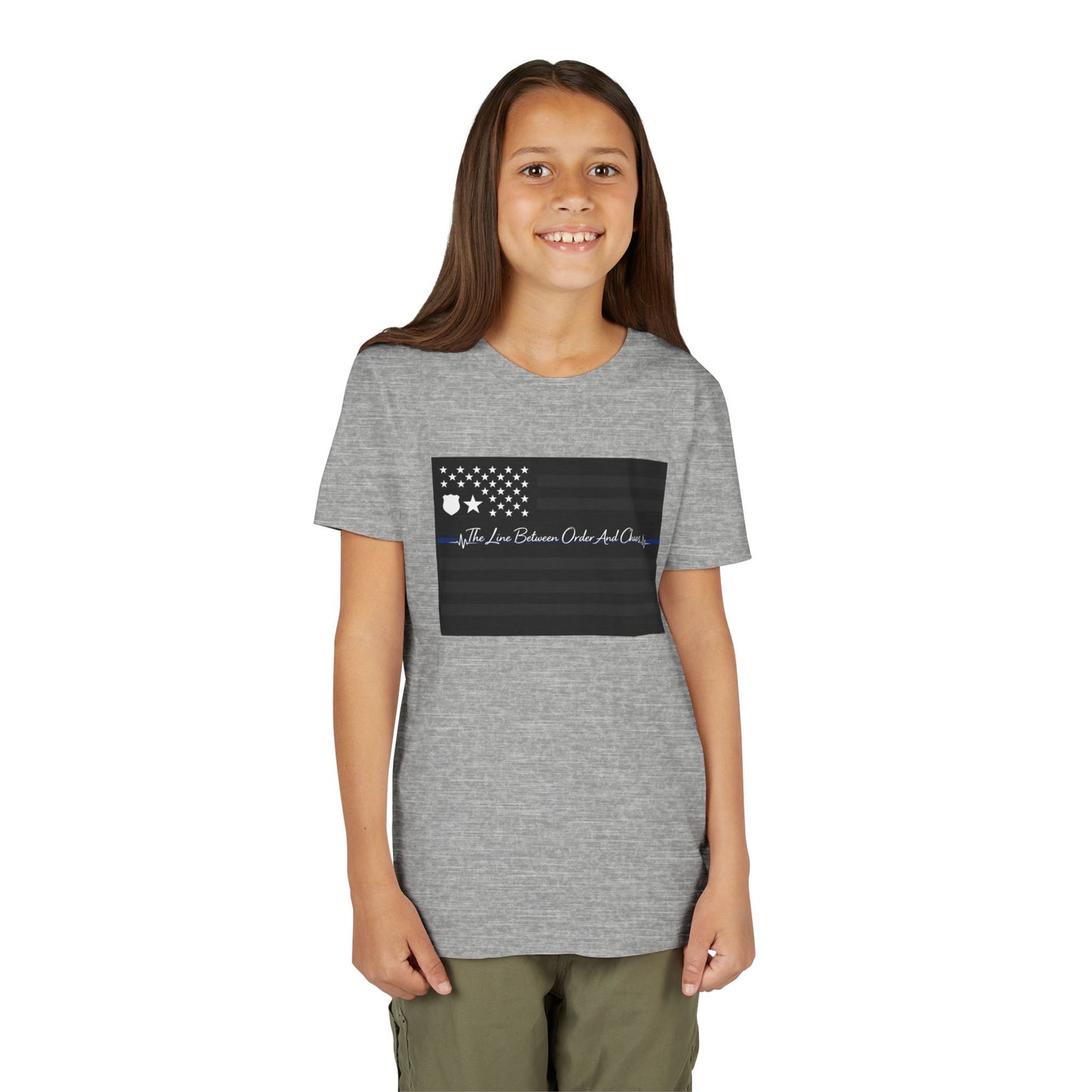 Thin Blue Line Youth Unisex Short Sleeve Crewneck Tee