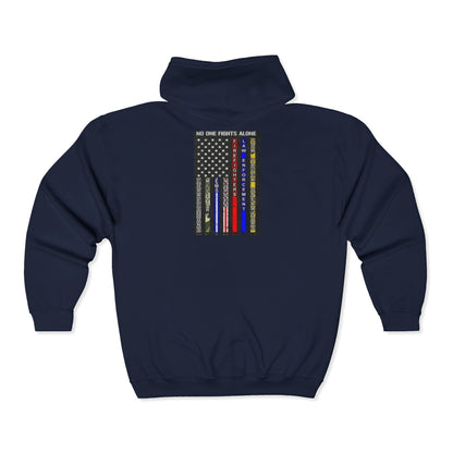 No One Fights Alone Unisex Full Zip Hoodie