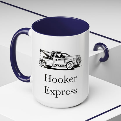 H**ker Express Wheel Lift Tow Truck 2-Tone Coffee Mug