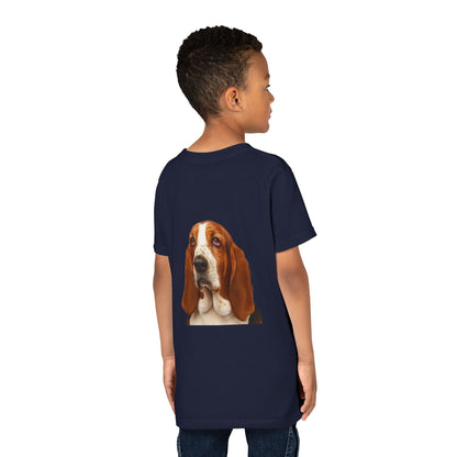 Basset Head Youth Unisex Short Sleeve Crewneck Tee