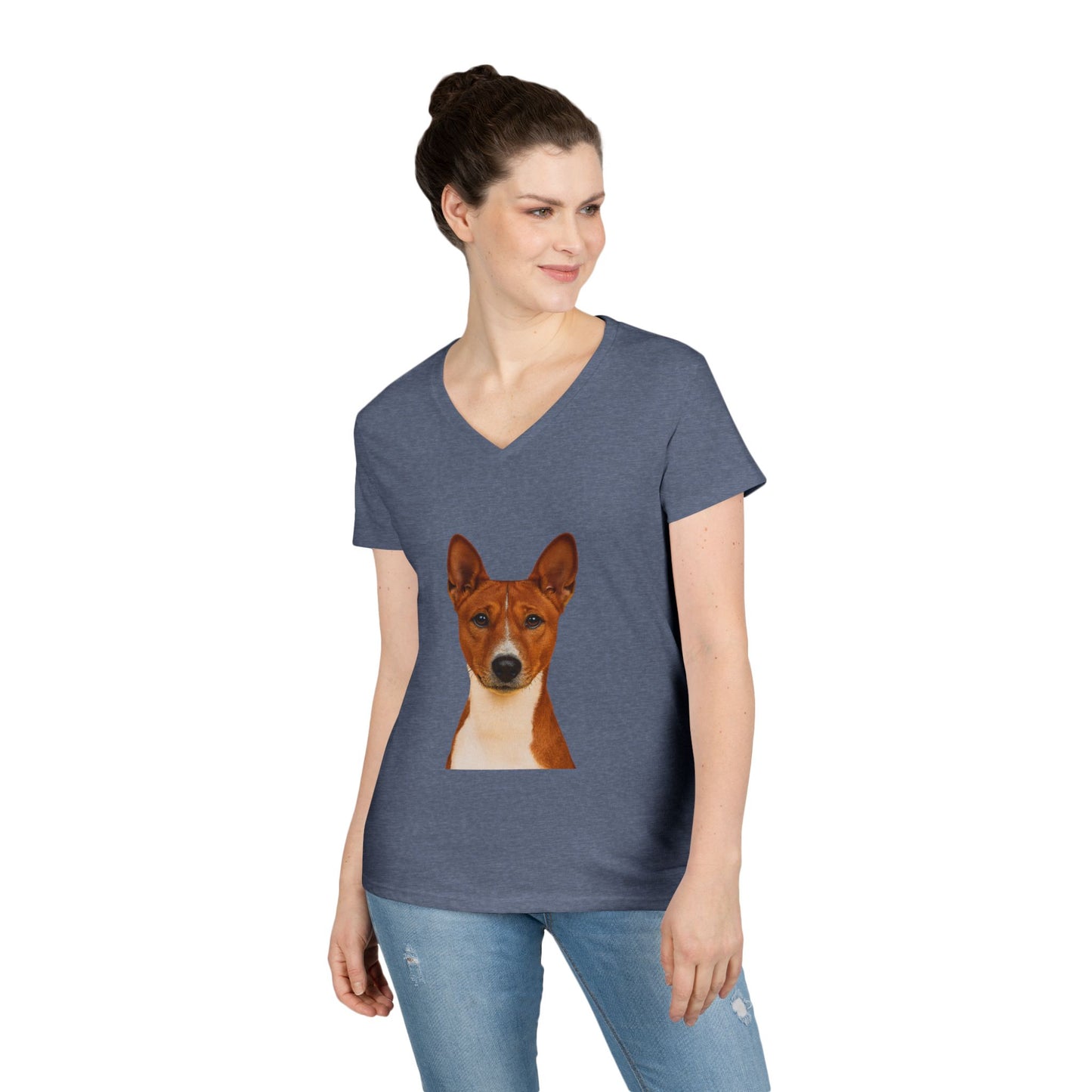 Basenji Head Women's V-Neck T-Shirt