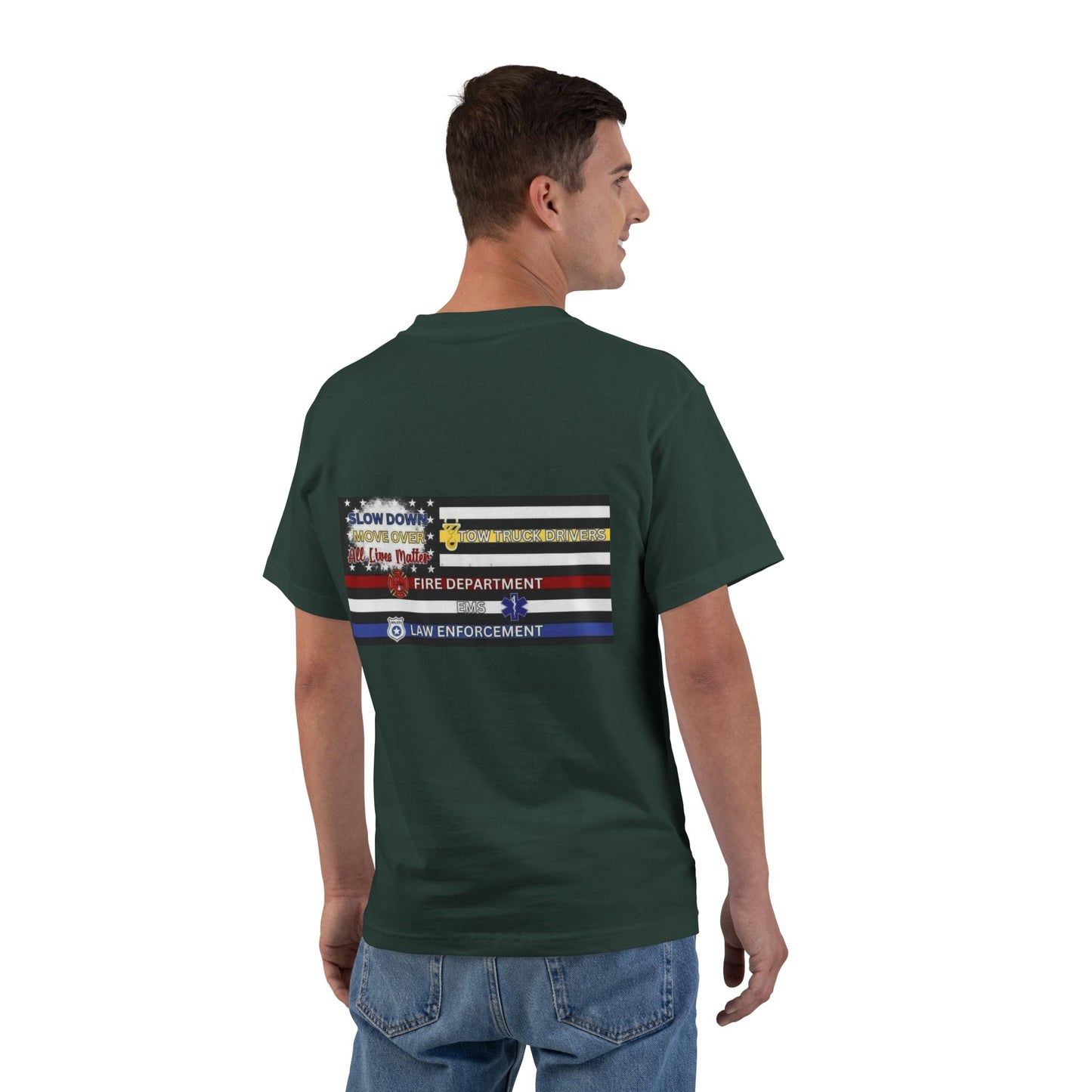 Slow Down Move Over Flag Men's Short-Sleeve Crewneck Tee