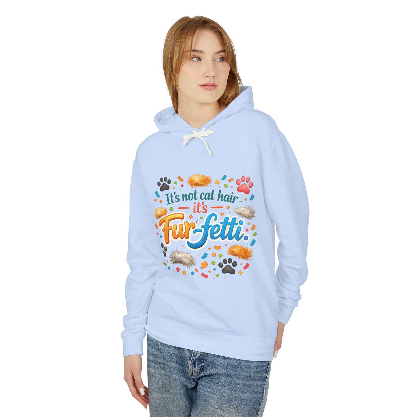 Fur-Fetti Cat Unisex Lightweight Hoodie