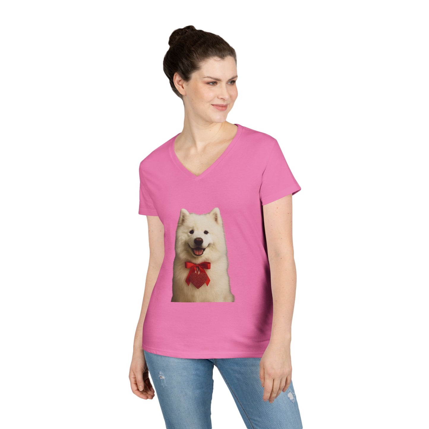 Cupid's Companion Samoyed Women's V-Neck T-Shirt