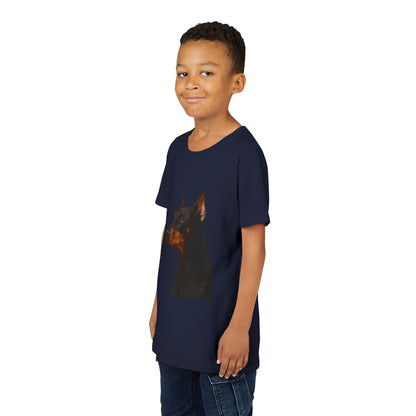 Doberman Head Youth Unisex Short Sleeve Crewneck Tee
