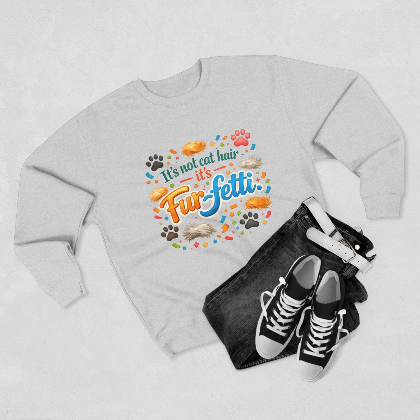 Fur-Fetti Cat Unisex Crewneck Sweatshirt