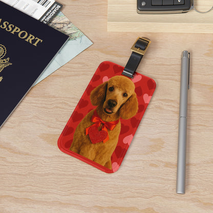Cupid's Companion Poodle Leather Strap Luggage Tag