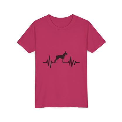 My Heart Beats For Dobermans Youth Unisex Short Sleeve Crewneck Tee
