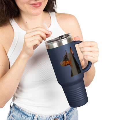 Doberman Head Insulated Travel Mug