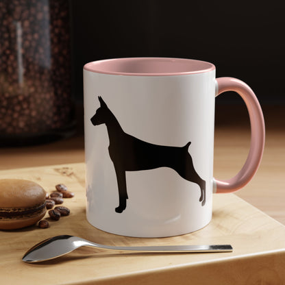 Doberman Silhouette 2-Tone Coffee Mug