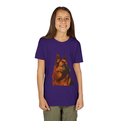 German Shepherd Head Youth Unisex Short Sleeve Crewneck Tee