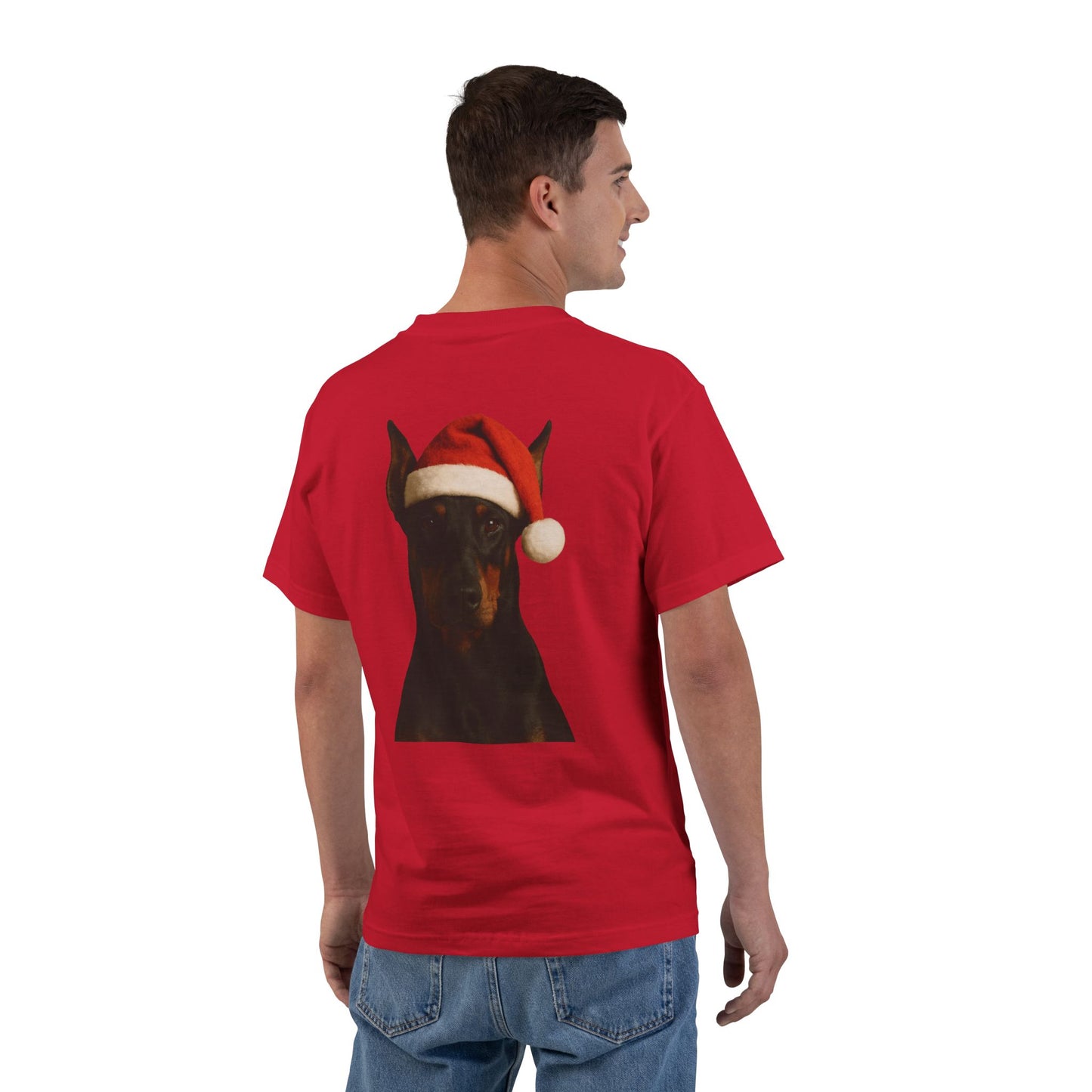Santa Paws Doberman Men's Short-Sleeve Crewneck Tee